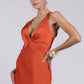 Glamorous Sheath Plunging V-neck Sleeveless Satin Floor-length Twist-front Evening Gown