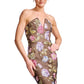 Glamorous Mermaid Strapless Notched Neck Mesh Sequin Floral Embroidered Formal Evening Gown