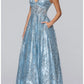 Glitter Lace Maxi V Thin Strap Lace Up A-line Prom Dress