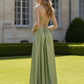 Gorgeous A-line Sweetheart Sleeveless Satin Floor-length High-slit Lace-up Prom Dress