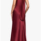 Lustrous Maxi Halter Tie Back Slip Formal Dress