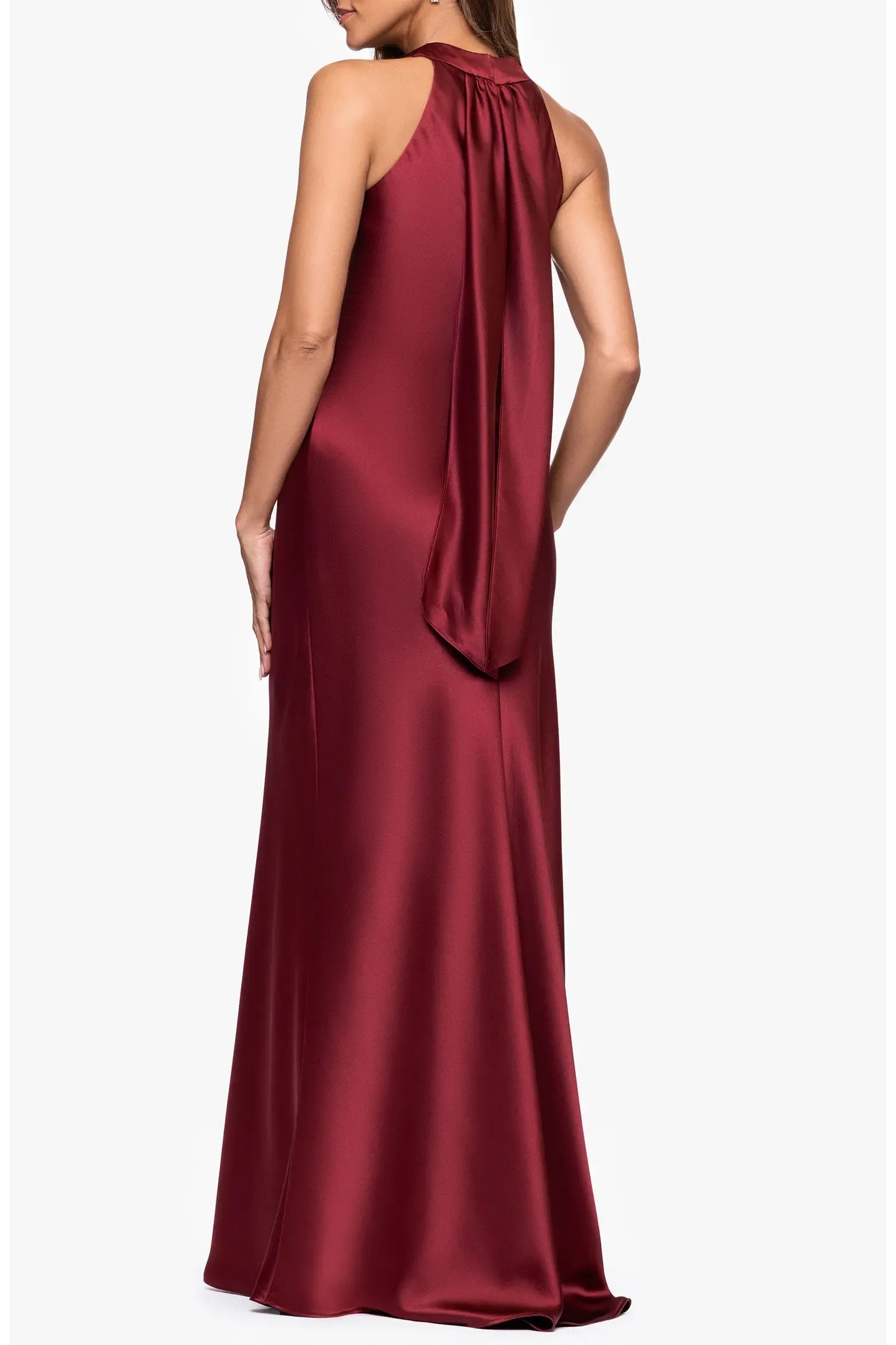 Lustrous Maxi Halter Tie Back Slip Formal Dress