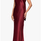 Lustrous Maxi Halter Tie Back Slip Formal Dress