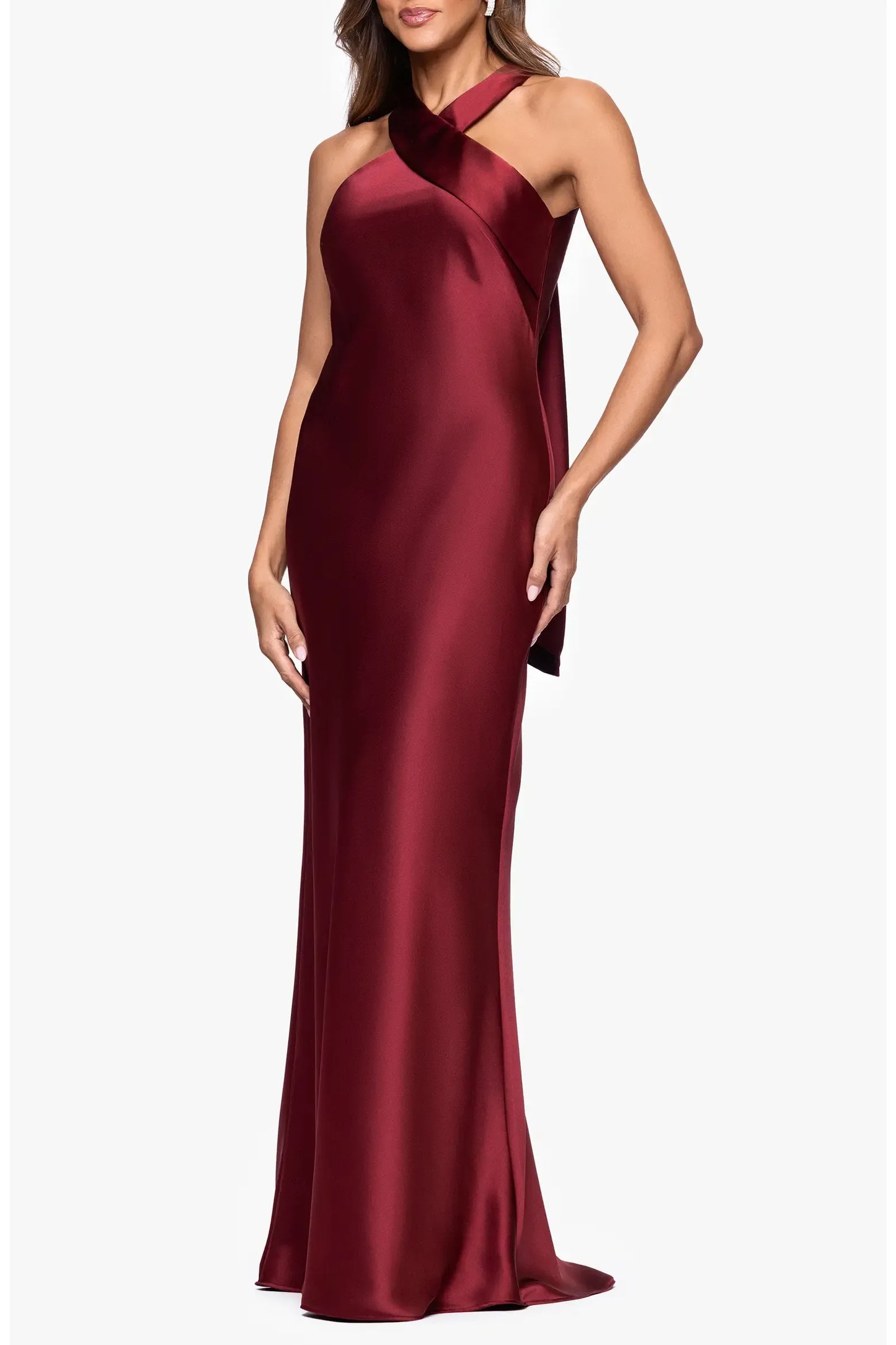 Lustrous Maxi Halter Tie Back Slip Formal Dress