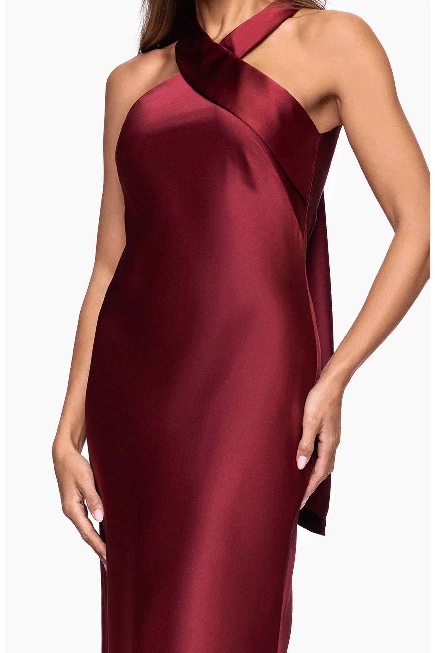 Lustrous Maxi Halter Tie Back Slip Formal Dress