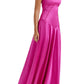 Lustrous Maxi Square Thin Strap Lace Up Back Flowy Prom Dress