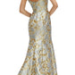 Luxurious Trumpet Square Neck Sleeveless Jacquard Floral Fitted Bodice Formal Evening Gown
