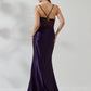Mermaid Cowl Sleeveless Satin Floor Length Corset Slit Evening Gown