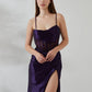 Mermaid Cowl Sleeveless Satin Floor Length Corset Slit Evening Gown