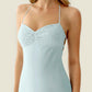 Mermaid Fit Sweetheart Neck Halter Sleeveless Chiffon Floor Length Beaded Lace Up Formal Dress