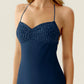 Mermaid Fit Sweetheart Neck Halter Sleeveless Chiffon Floor Length Beaded Lace Up Formal Dress