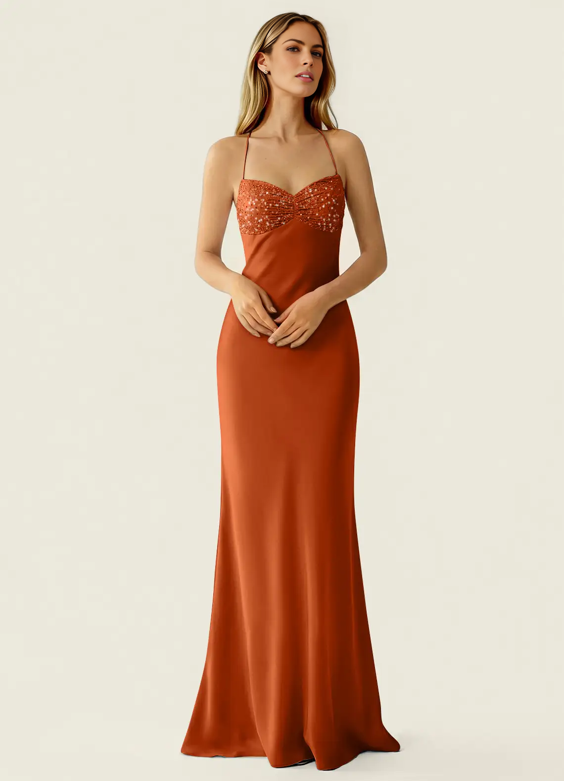 Mermaid Fit Sweetheart Neck Halter Sleeveless Chiffon Floor Length Beaded Lace Up Formal Dress