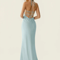 Mermaid Fit Sweetheart Neck Halter Sleeveless Chiffon Floor Length Beaded Lace Up Formal Dress