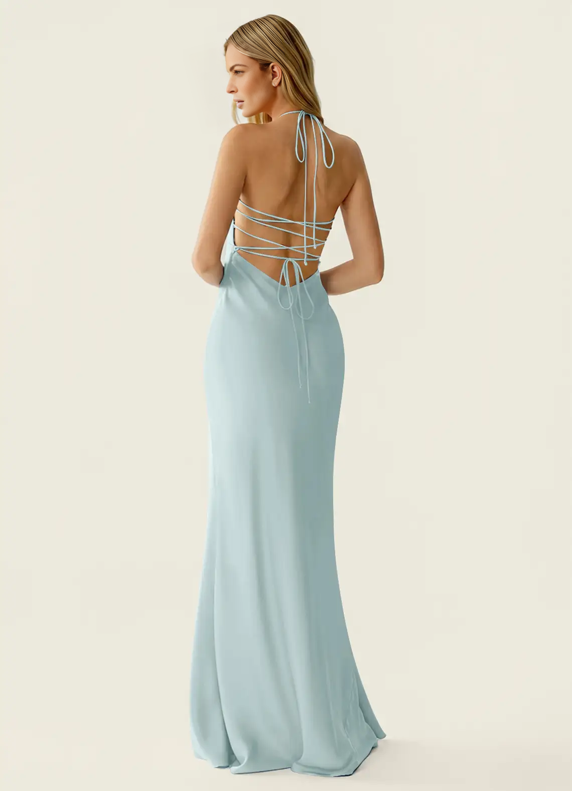 Mermaid Fit Sweetheart Neck Halter Sleeveless Chiffon Floor Length Beaded Lace Up Formal Dress