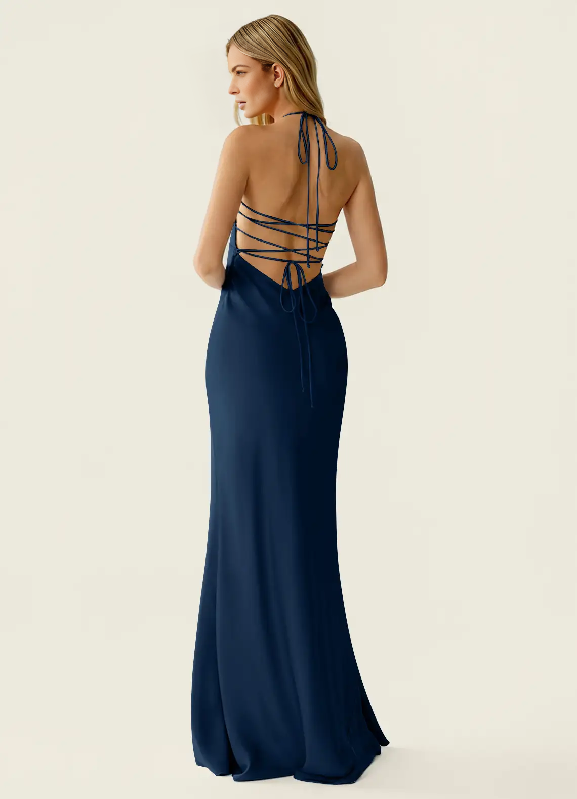 Mermaid Fit Sweetheart Neck Halter Sleeveless Chiffon Floor Length Beaded Lace Up Formal Dress