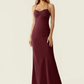 Mermaid Fit Sweetheart Neck Halter Sleeveless Chiffon Floor Length Beaded Lace Up Formal Dress
