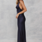 Mermaid Halter Sleeveless Satin Floor-Length Lace-Up Bridesmaid Dress