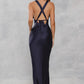 Mermaid Halter Sleeveless Satin Floor-Length Lace-Up Bridesmaid Dress