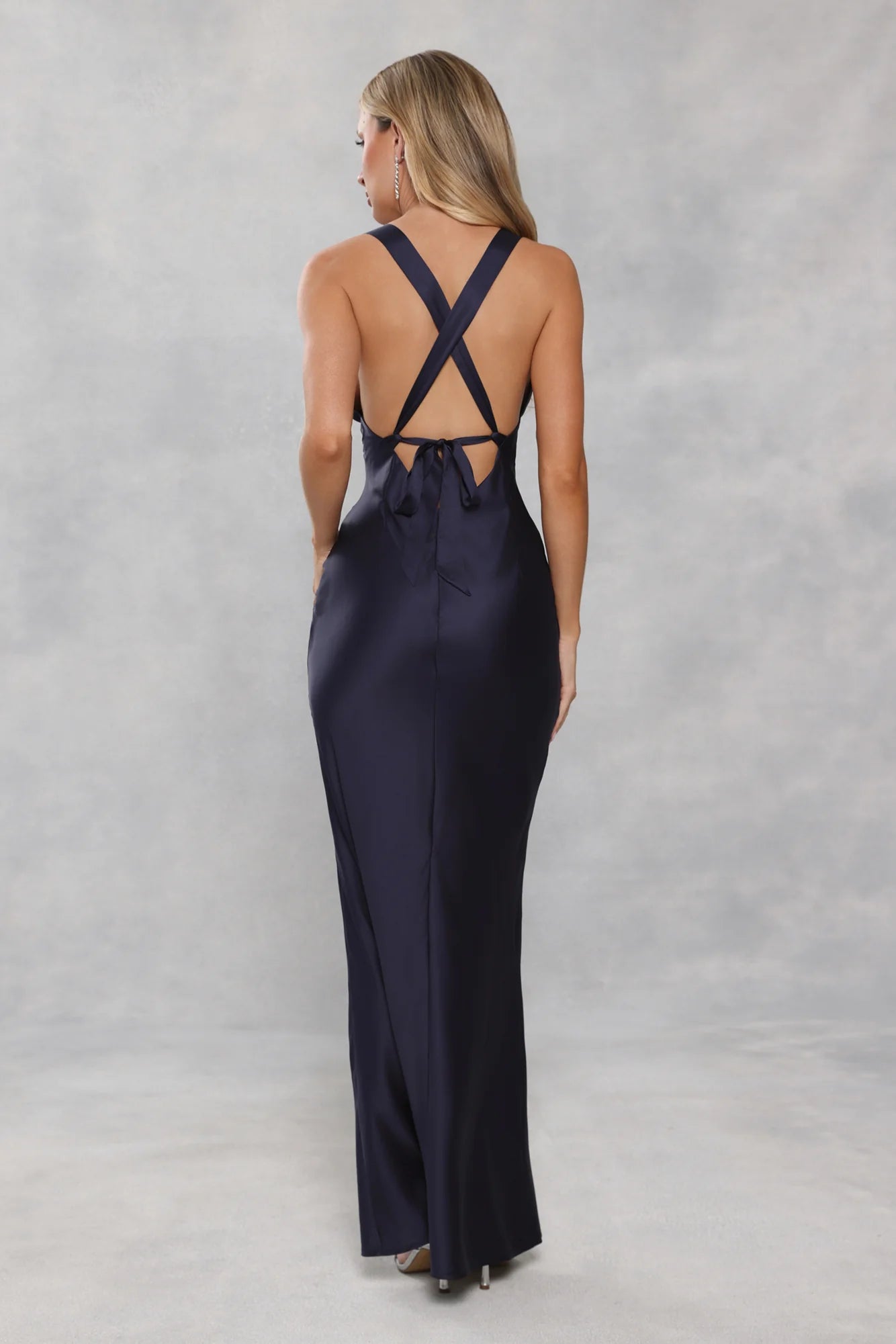 Mermaid Halter Sleeveless Satin Floor-Length Lace-Up Bridesmaid Dress