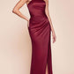 Mermaid Halter Strapless Neck Satin Maxi Evening Dress With Slit And Lace-Up Back