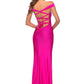 Mermaid OffShoulder ShortSleeve Satin Maxi Slit Prom Dress