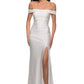 Mermaid OffShoulder ShortSleeve Satin Maxi Slit Prom Dress