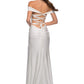 Mermaid OffShoulder ShortSleeve Satin Maxi Slit Prom Dress