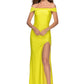 Mermaid OffShoulder ShortSleeve Satin Maxi Slit Prom Dress