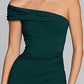 Mermaid One-shoulder Sleeveless Evening Dress Formal Ruched Slit Bridesmaid Dress