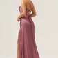 Mermaid Sweetheart Spaghetti-Strap Satin Floor-Length Corset Slit Bridesmaid Dress
