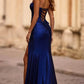 Mermaid Sweetheart Strapless Satin Floor-Length Cutout Slit Prom Dress