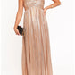 Metallic Maxi Strapless Twist Ruched Open Back Flowy Formal Dress