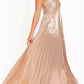 Metallic Maxi Strapless Twist Ruched Open Back Flowy Formal Dress
