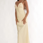 Glamorous Plunge-Neck Spaghetti Strap Sequin Satin Maxi Open-Back Formal Wedding Guest Dress