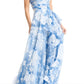 Romantic A-Line Floor-Length Strapless Straight Neck Organza Floral Fitted Waist Formal Evening Gown