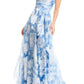 Romantic A-Line Floor-Length Strapless Straight Neck Organza Floral Fitted Waist Formal Evening Gown