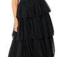 Romantic A-Line Halter Neck Sleeveless Tulle Tiered Back Bow Floor-Length Formal Evening Gown