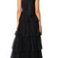 Romantic A-Line Halter Neck Sleeveless Tulle Tiered Back Bow Floor-Length Formal Evening Gown