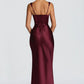 Ruched Sleeveless Satin Maxi Prom Dress With Corset Back And Scarf Detail