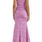 Ruched Mermaid Square Wide Strap Zip Back High Low Prom Dress