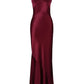 Sculpted Mermaid Halter Sleeveless Tie Back Train Evening Dress