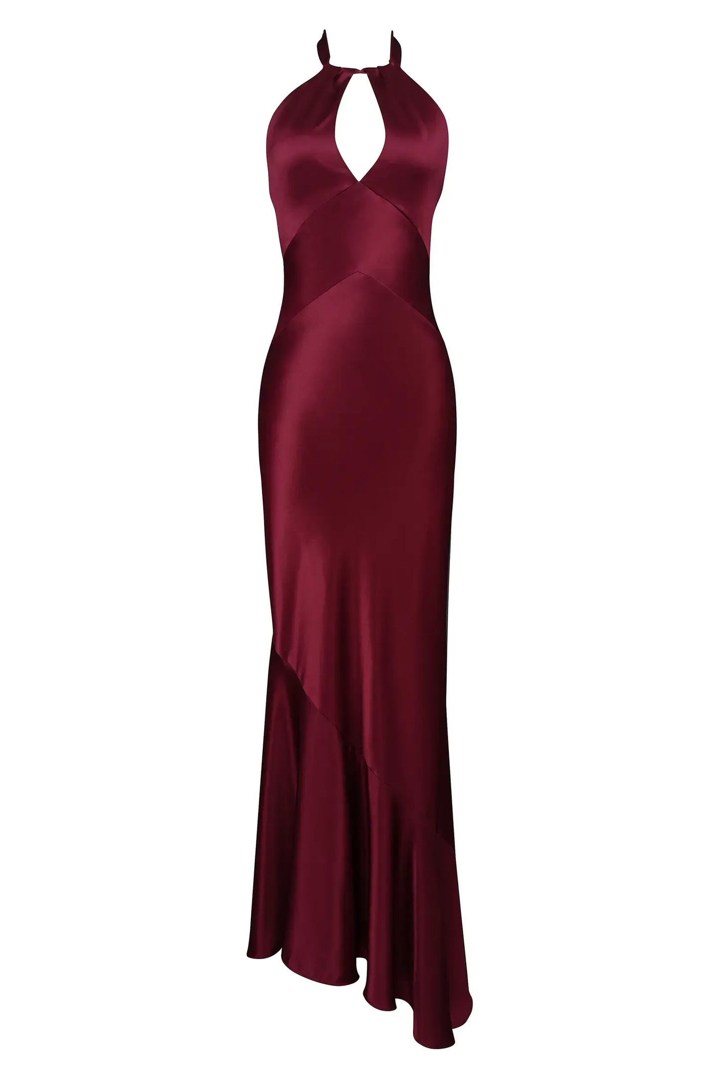 Sculpted Mermaid Halter Sleeveless Tie Back Train Evening Dress