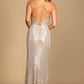 Sequin Mermaid Spaghetti-Strap Lace-Up-Back Slit Maxi Formal Prom Dress