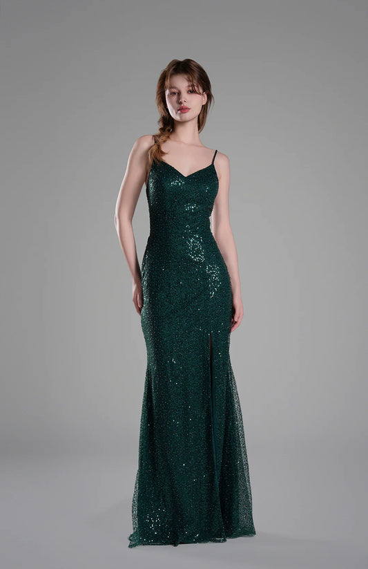 Sheath Plunging V-neck Sleeveless Satin Floor-length Twist-front Evening Gown
