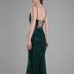 Sheath Plunging V-neck Sleeveless Satin Floor-length Twist-front Evening Gown