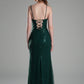 Sheath Plunging V-neck Sleeveless Satin Floor-length Twist-front Evening Gown