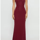 Shimmer Mermaid Maxi Square Strap Crisscross Lace Up Back Formal Dress
