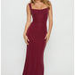 Shimmer Mermaid Maxi Square Strap Crisscross Lace Up Back Formal Dress