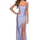 Sleek Mermaid ScoopNeck Sleeveless Satin Maxi Slit Prom Dress