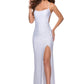 Sleek Mermaid ScoopNeck Sleeveless Satin Maxi Slit Prom Dress